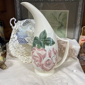 Vintage Red Wing Pottery Hand Painted Rose Concord Pitcher 13”